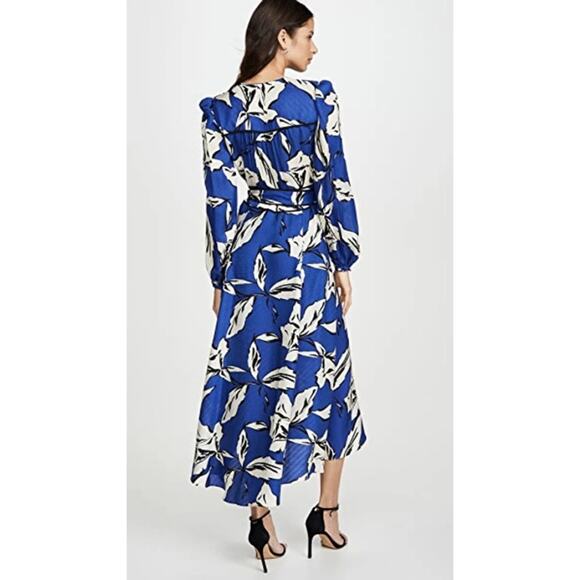 Veronica Beard Mclean Floral Silk Long Sleeve Maxi Dress Size 0 - Picture 2 of 6